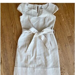 Milly Cream Cap Sleeve Midi Dress